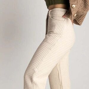 Soluna Collective organic cotton Wide Leg Waffle Knit Pants White Size 0